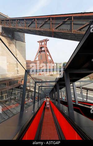 View from the gangway leading to the visitors center of the disused coal mine Zollverein, Essen, NRW Germany Stock Photo