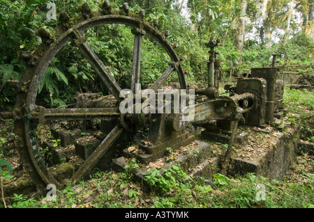 Panama, Darien National Park, Cana area, ruins of Espiritu Santo (Holy Ghost) Gold Mine, Mining equipment abandoned in jungle Stock Photo