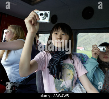 Student trip, taking pictures, Iceland Stock Photo