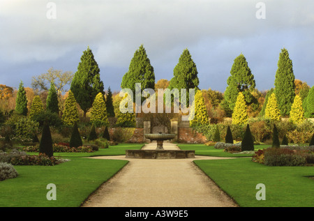 Rose Garden Fountain Newstead Abbey Nottinghamshire Stock Photo