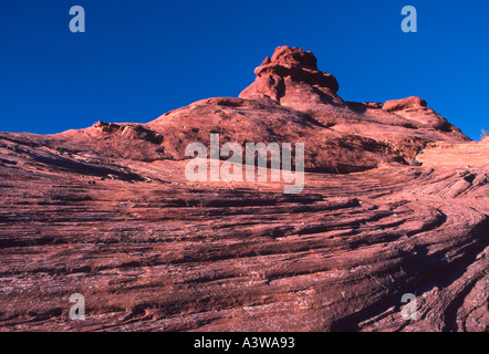 sweeping Entrada sandstone formation with desert varnish Windows area Arches National Park Moab Utah USA US U S 154189  Stock Photo