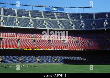 Interior view of the Nou Camp Stadium, home of Barcelona FC. Stock Photo