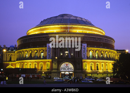 A night shot of the Royal Albert Hall in London during the annual BBC Proms series Stock Photo