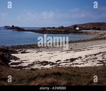 Sandy beach of Great Par Bryher Isles of Scilly Cornwall UK Stock Photo