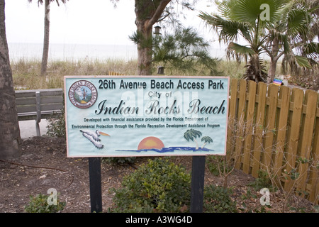 Sign for beach access. Indian Rocks Beach Florida USA Stock Photo