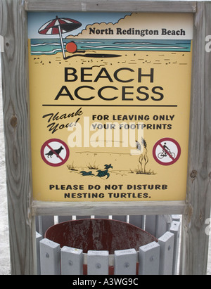 Environmental sign on the Gulf of Mexico beach. North Redington Beach Florida USA Stock Photo