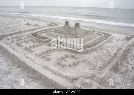 Sand castle built on the Gulf of Mexico beach. North Redington Beach Florida USA Stock Photo