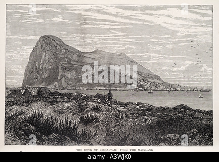 GIBRALTAR Rock from spain British English defend defence border Spanish harbour Mediterranean view point travel maritime nautica Stock Photo