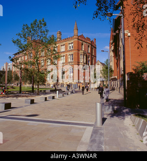 View along Long Millgate, central Manchester, England, UK. Stock Photo