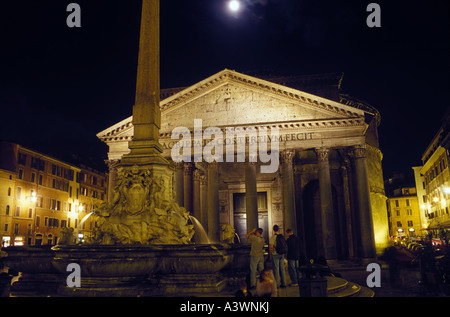 Night shot of the Pantheon in Rome Italy Stock Photo