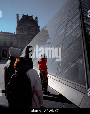 'Louvre' museum and glass pyramid designed by Sino American architect Pei, Paris, France. Stock Photo