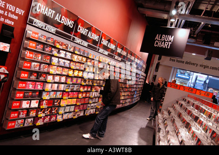 Shoppers in record store, London England UK Stock Photo