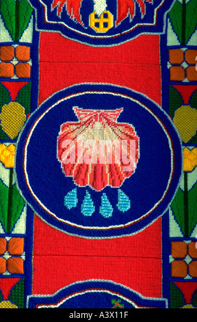 Symbol for Holy Baptism on Olivet Church UCC needlepoint tapestry. St Paul Minnesota USA Stock Photo