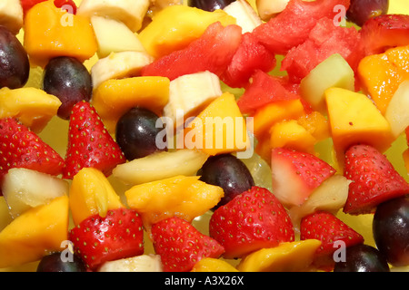 several fruit kebabs for background Stock Photo