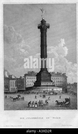geography/travel, France, Paris, squares, Place de la Bastille, July-Column, errectet 1840, Stock Photo