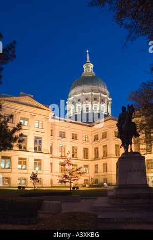 Georgia state capitol with statue of General John Brown Gordon, Atlanta Georgia Stock Photo