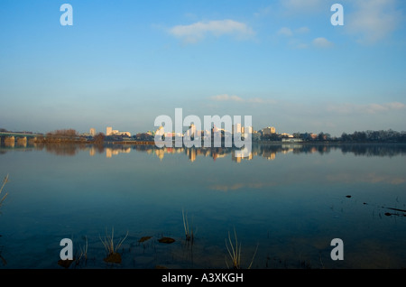 Downtown Harrisburg, Pennsylvania and the Susquehanna River Stock Photo