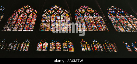STAINED GLASS WINDOWS IN TROYES CATHEDRAL FRANCE Stock Photo
