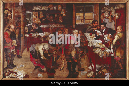 Pieter BRUEGHEL Li - The Tax-Collector's Office top 1615 - %100 Oil Painting - Renaissance Canvas Wall Art - Hand Painted Wall Art