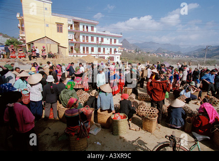 The crowded Bac Ha market Stock Photo