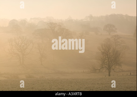 a misty morning in the Eden Valley, Cumbria, UK Stock Photo