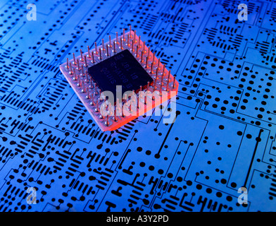 integrated circuit layout of printed circuit board editorial use only Stock Photo