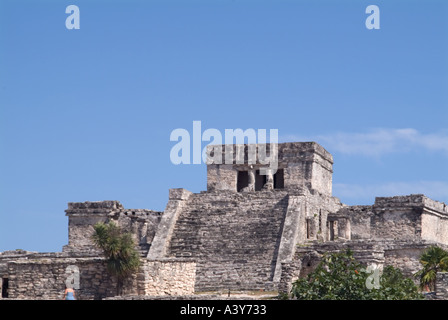 Tulum lost mayan city palace front stairway entrance Riviera Maya  Stock Photo