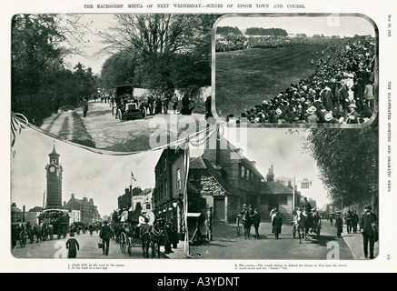 Epsom At The Derby Edwardian scenes in the Surrey town and on the course at the time of the popular classic horse race Stock Photo