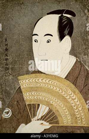 'fine arts, Sharaku, Toshusai, (active 1785 - 1796), graphics, 'the actor Soyuro Swamura III in the role of samurai Kurando Ogi Stock Photo