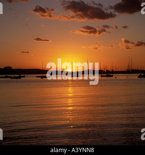 Sunset in San Antonio bay Ibiza Baleares Spain Stock Photo