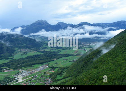 cloud-covered valley, France, Annecy Stock Photo