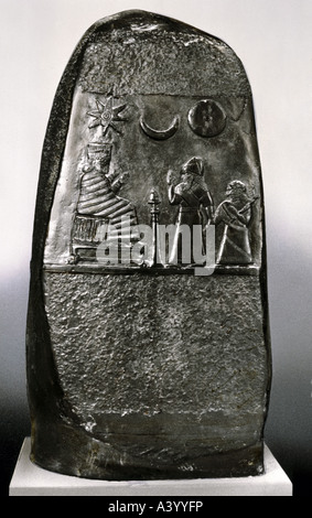 fine arts, Mesopotamia, Babylonia, relief, border stone of King Melishpak (circa 1186 - 1171 BC), 12th century BC, Louvre, Paris Stock Photo