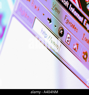 Close-up of computer screen showing Internet Explorer and http www text Stock Photo