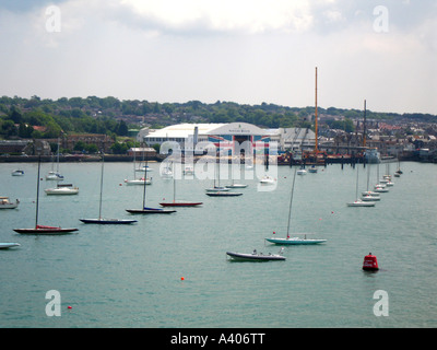 Cowes, Yacht, garage, sea, day, boat, racing, Stock Photo