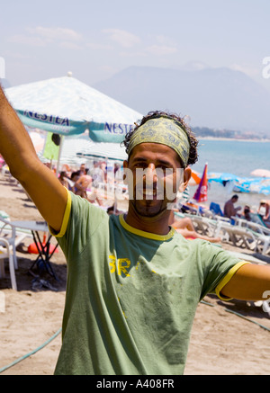 Man on Turkish Riviera Cleopatra Beach Alanya Stock Photo