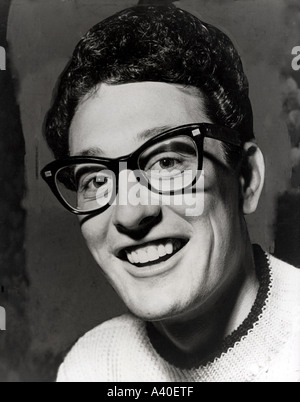 BUDDY HOLLY (1936-1959) Promotional photo of US pop musician about 1957 Stock Photo