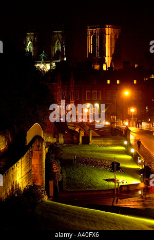 Attractions of York illuminated against a jet black sky Stock Photo