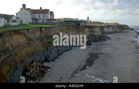 Coastal erosion. Happisburgh.  Norfolk. Stock Photo