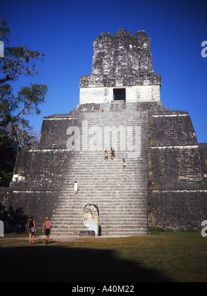 Grand Plaza Temple II Tikal Guatemala Stock Photo