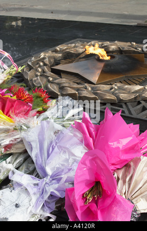 Flowers Next To Eternal Flame, Almaty War Memorial Stock Photo