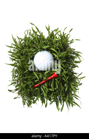 Golf Ball and Tee on Grass Stock Photo