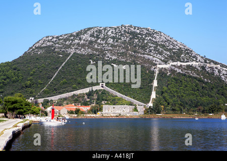 The small fortified town of Ston on the Peljesac peninsula in Croatia Stock Photo