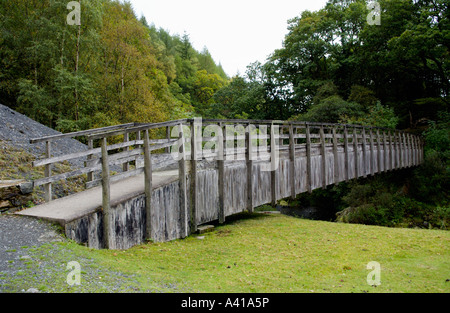 Remains of 19th century Bryntail Lead Mine below dam of Clywedog reservoir Powys Mid Wales UK Stock Photo