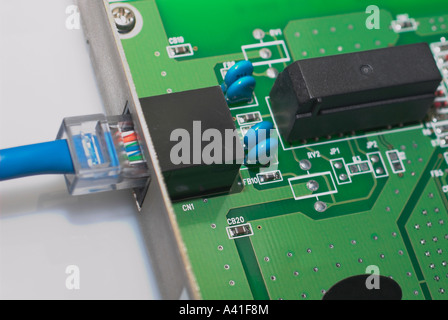 LAN wire connection Stock Photo