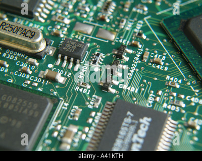Printed circuit board close up. Stock Photo