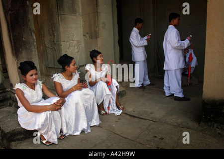 Wedding party at Angor Wat, Cambodia Stock Photo