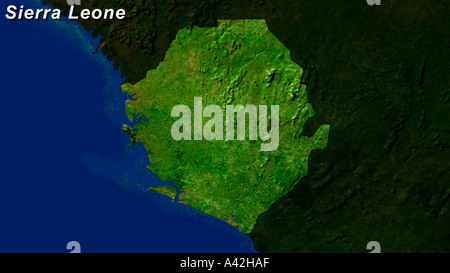 Satellite Image Of Sierra Leone Highlighted Stock Photo