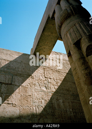 Hieroglyphs carved on a wall at the temple at Luxor Egypt Stock Photo