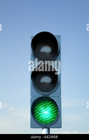 Traffic light device before blue sky Ampelanlage vor blauem Himmel Stock Photo