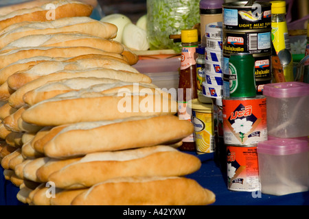 Lao Sandwhich Vendor Luang Prabang Laos Stock Photo